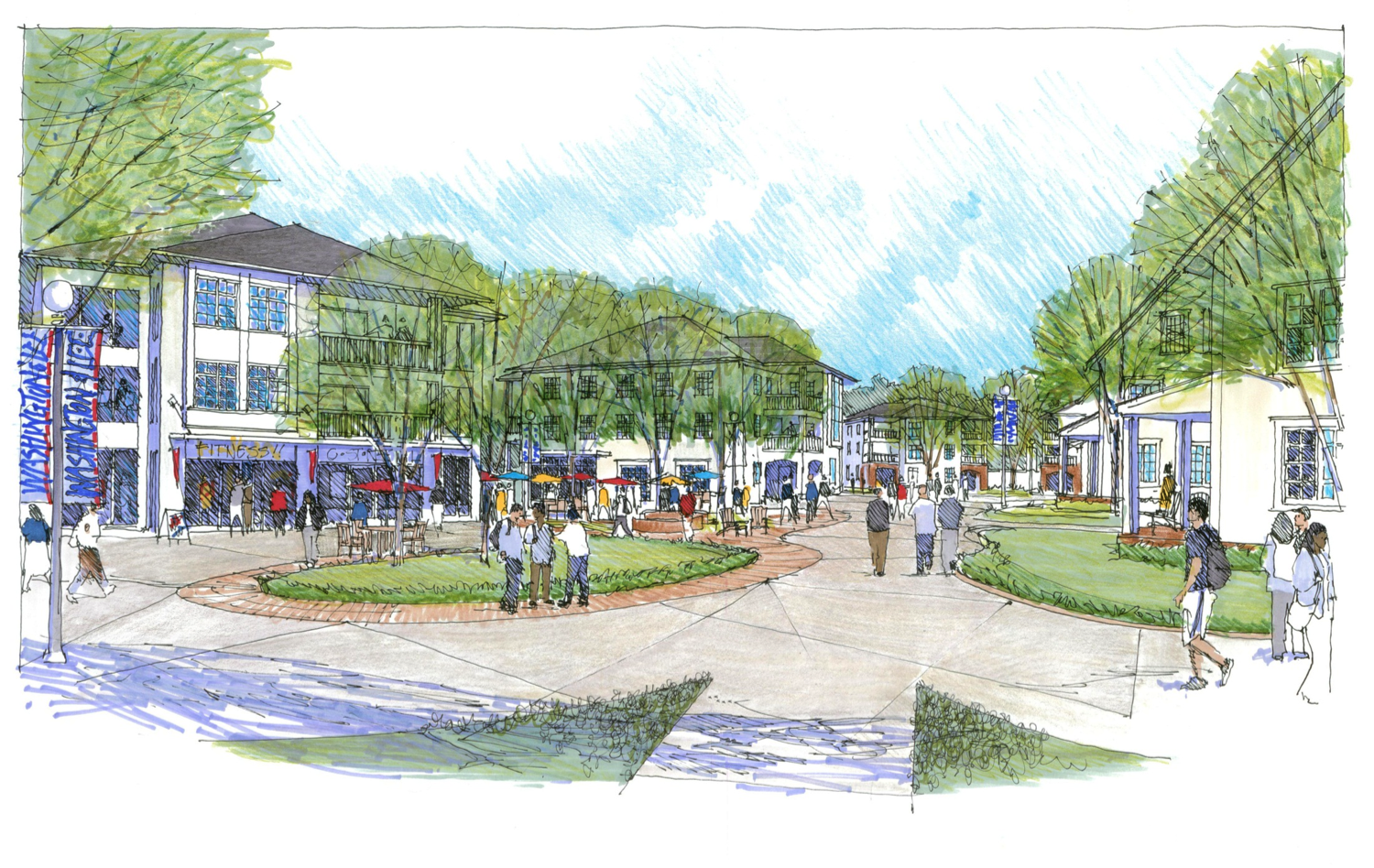 Artist drawing of Village Square